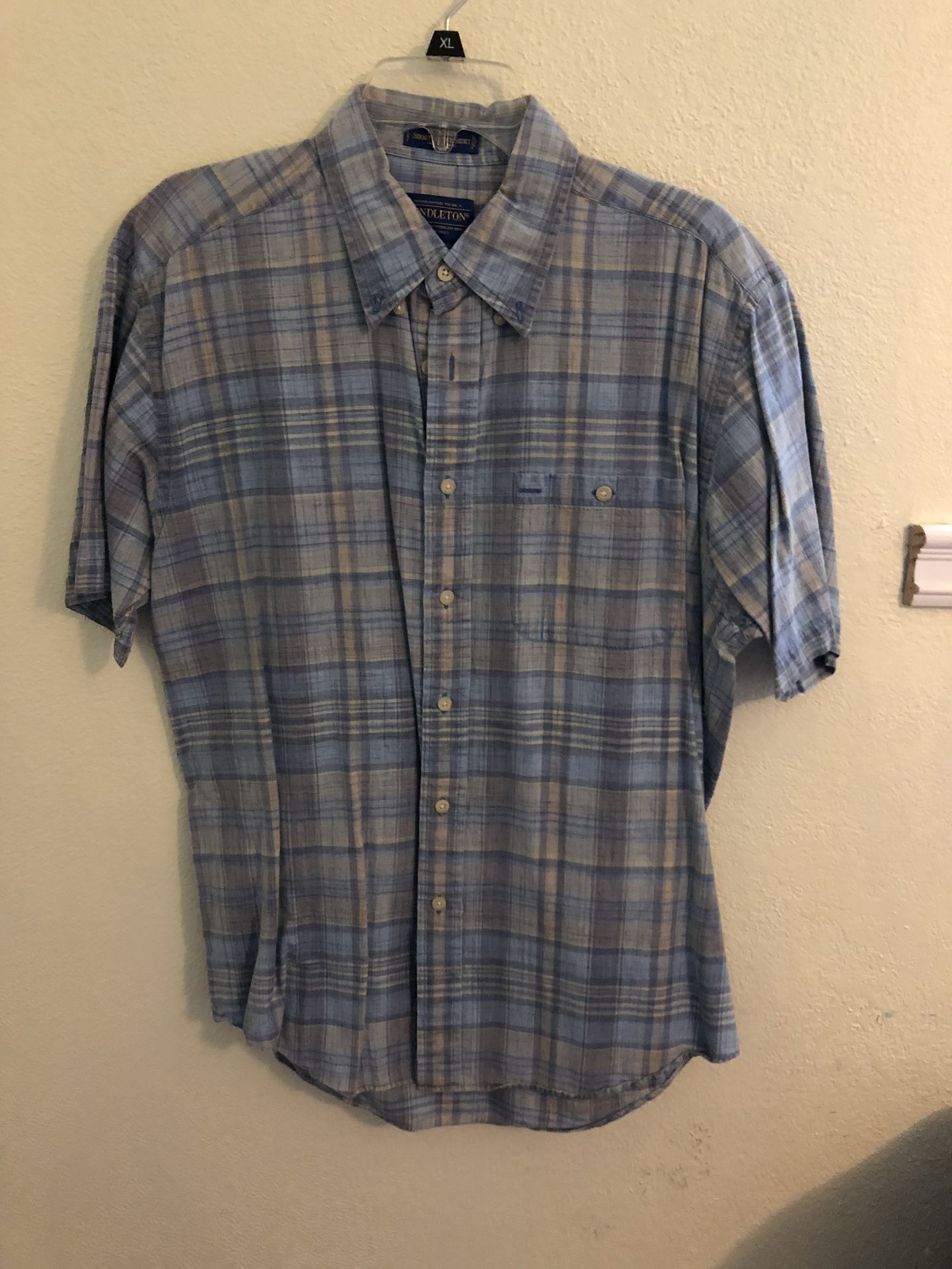 Pendleton Board Shirt // Button Up // Pocket T Shirt // Plaid // Dress // Sunday // Relaxed // Church // Work // Skateboards // Baby Blue // Vintage