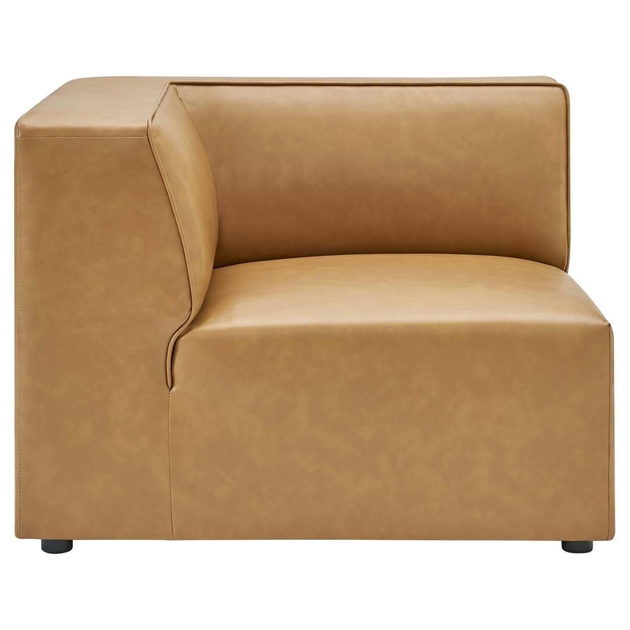 Mingle Vegan Leather Corner Chair, Tan