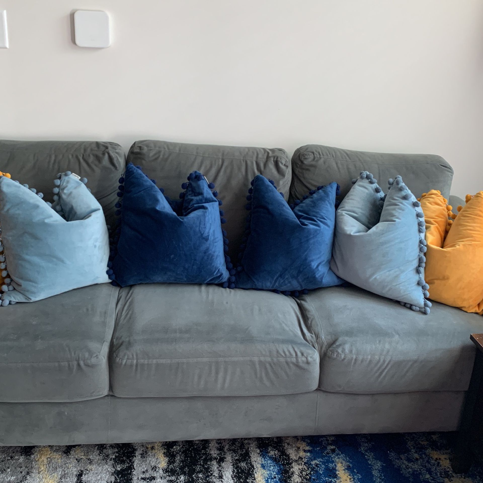 Sofa, Chair, Coffee Table, End Table, Console Table, Shoe Bench, Dresser(Price Negotiable), And Two Matching Nightstands, Pillow Covers and Blankets