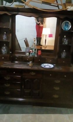 Ethan Allen dresser with mirror on wheels Thumbnail