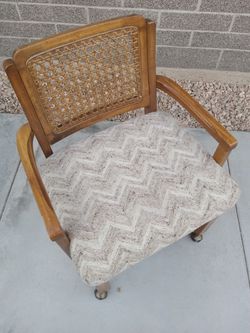 Vintage Boho Rattan Accent Chair On Casters Thumbnail