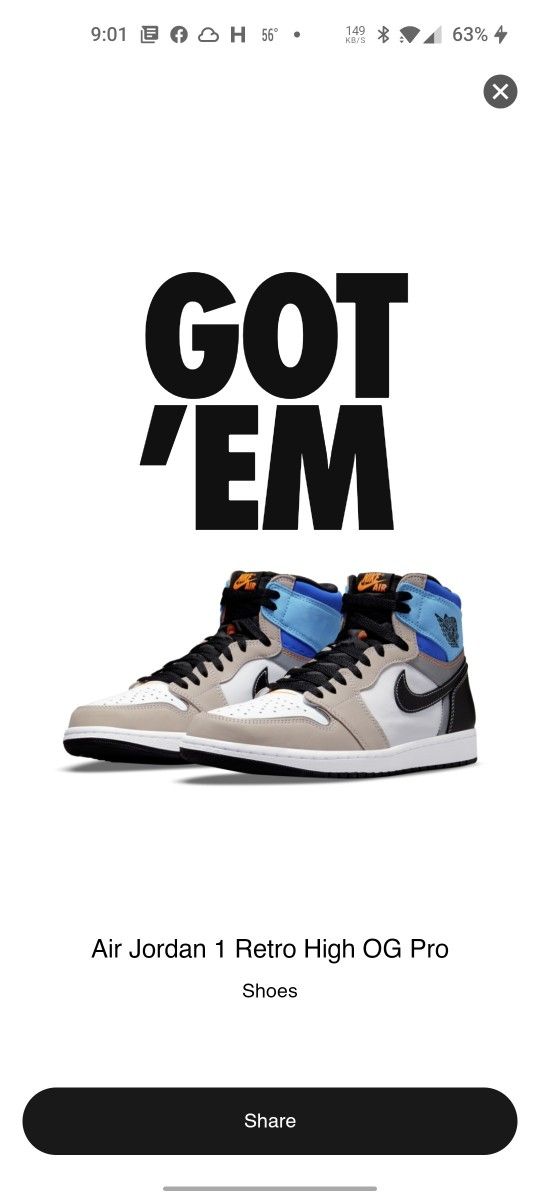 Air Jordan Retro 1 High Size 12 Men