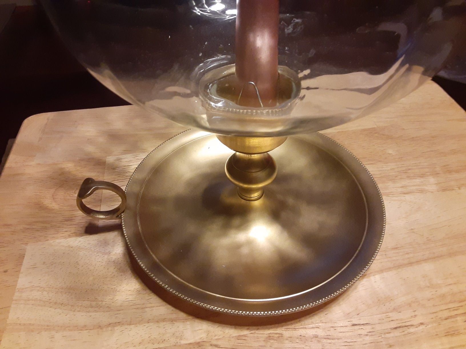 Gorgeous Looking BRASS and Glass CANDLE HOLDER THIS is a Big CANDLE HOLDER