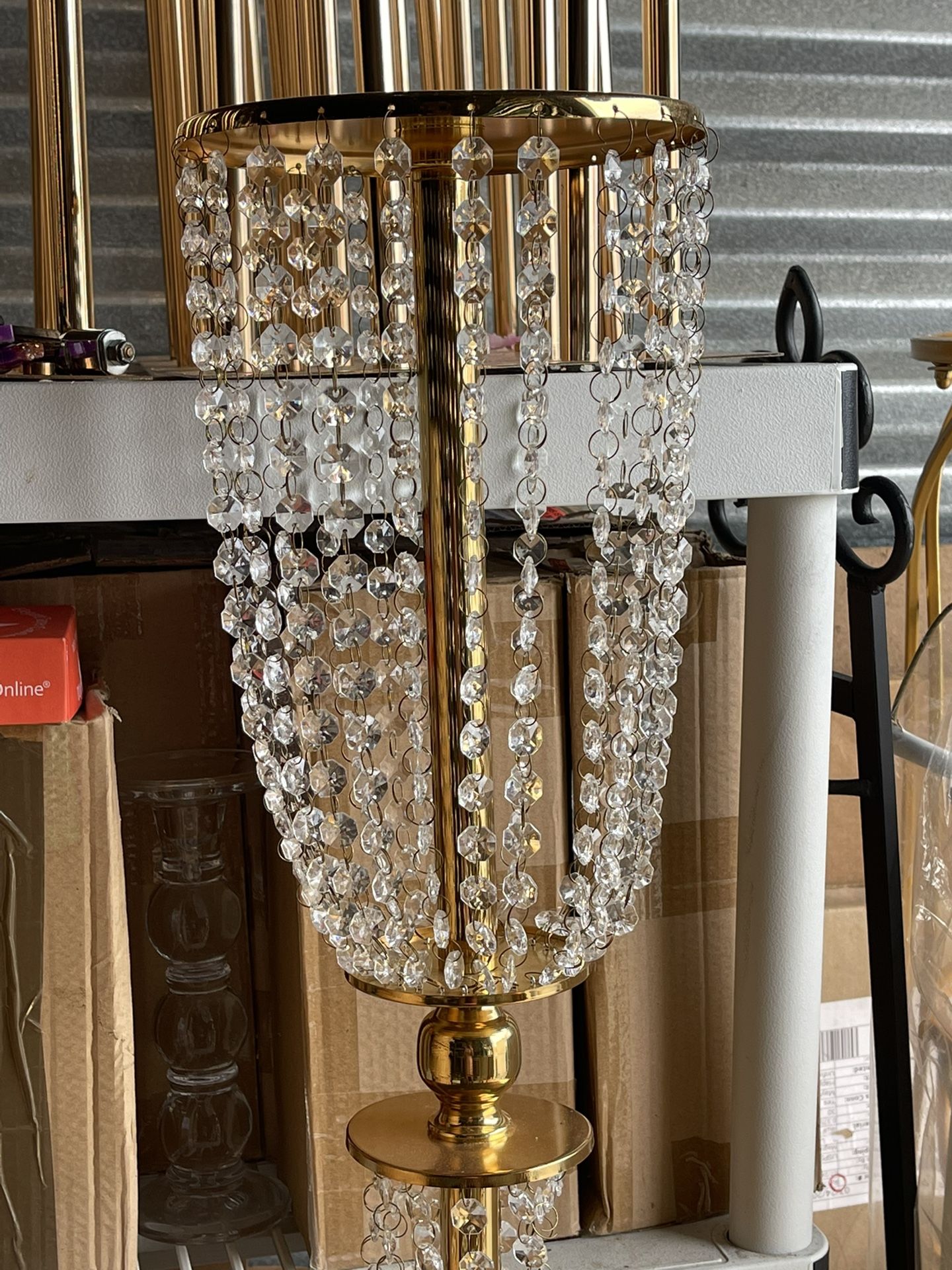 4 Gold Crystal Centerpieces 24”