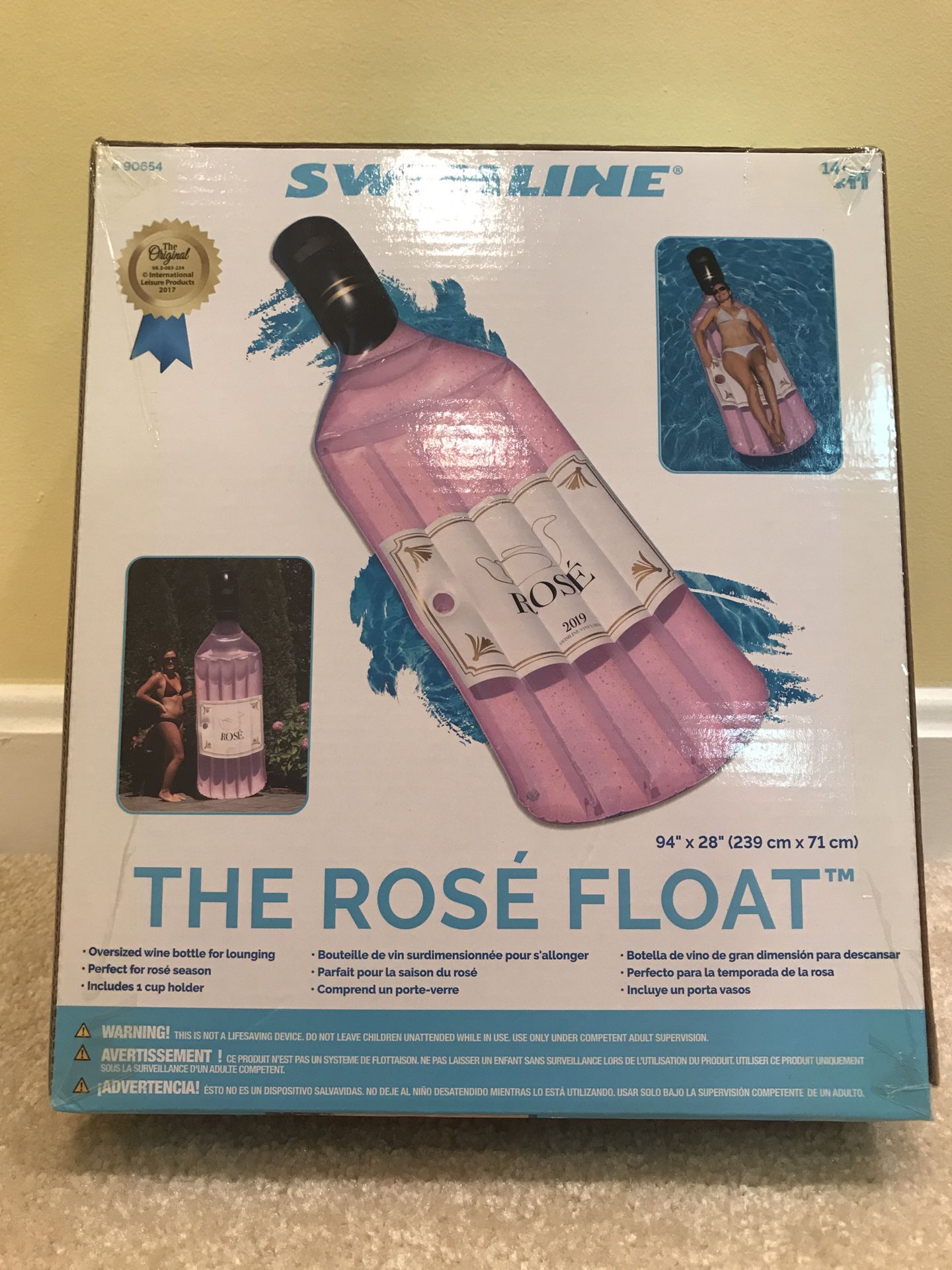 Swimline Inflatable Rose Float Lounger Swimming Pool Raft 94 x 28 Inches