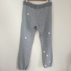 SUNDRY Grey White Embroidered Daisy Floral Drawstring Sweatpant Joggers Thumbnail