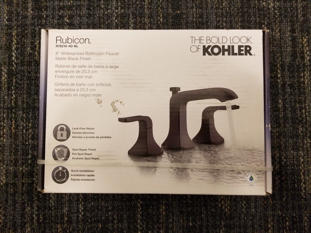 New Kohler Rubicon 8 in. Widespread 2-Handle Bathroom Faucet in Matte Black