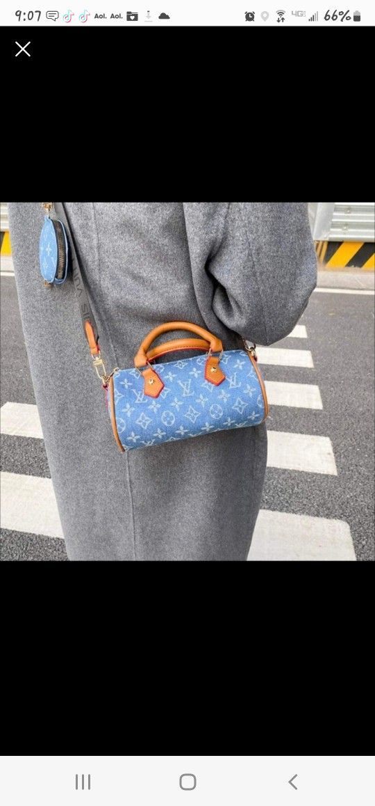 Baby Blue Fashion Bag W Matching Mini Bag Set Crossbody Bag