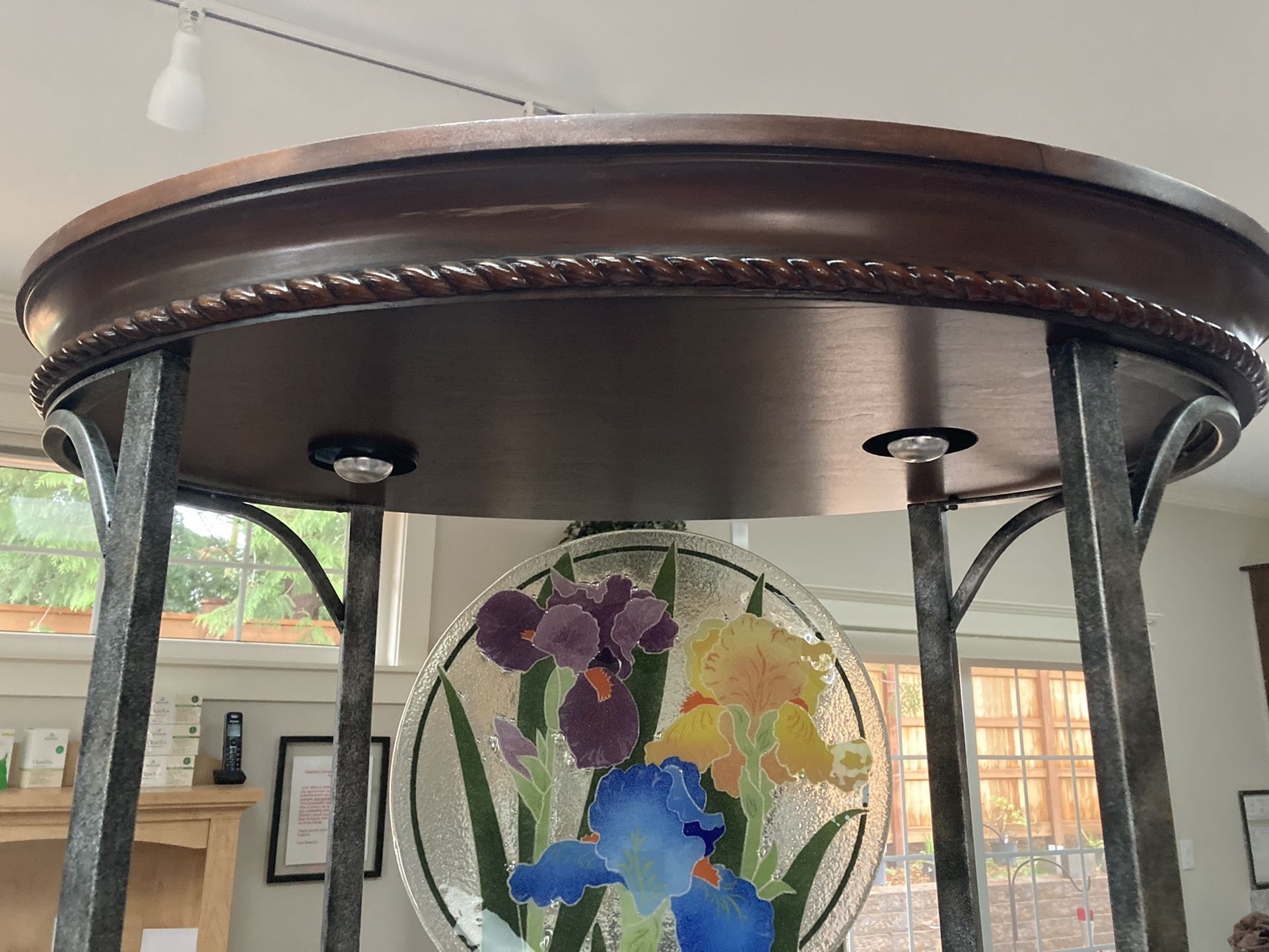 Wood & Metal Oval Display With Glass Shelves 
