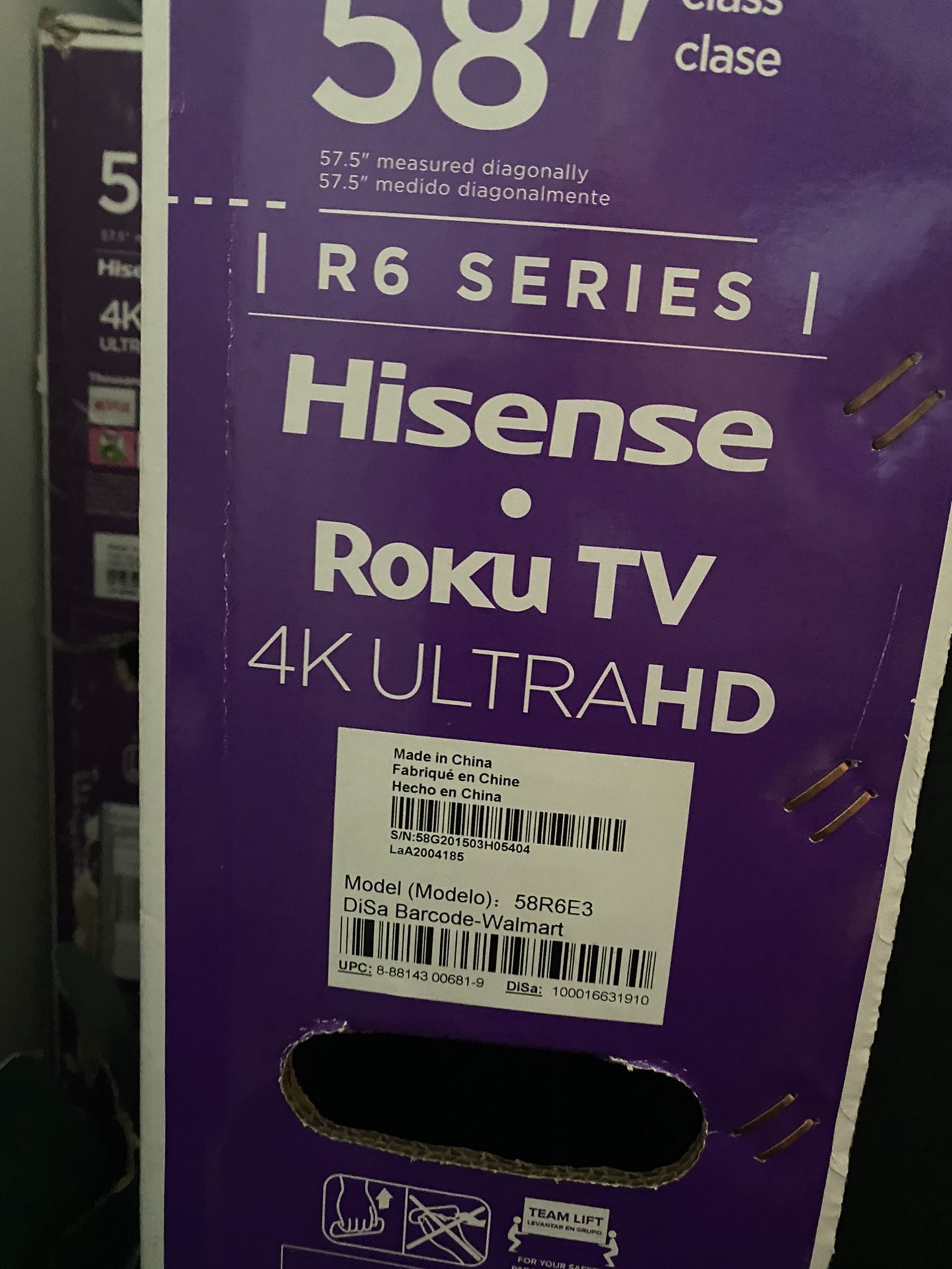 58 inch hisense tv NEED GONE TODAY