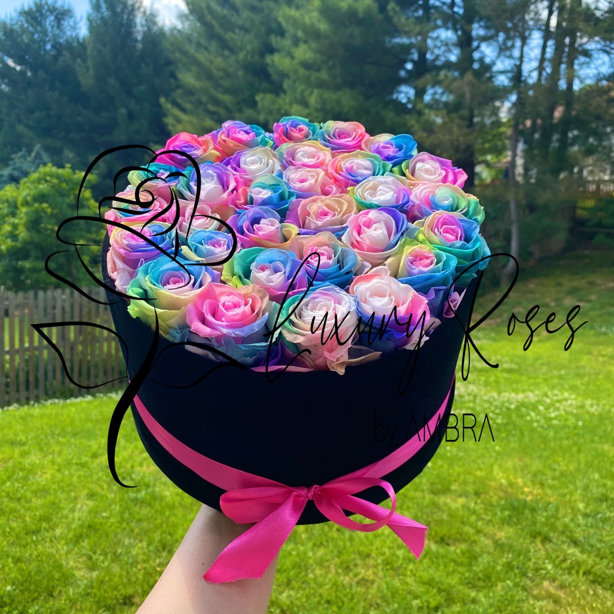 tie dye Eternal velvet box roses real preserved roses flowers immortal roses anniversary birthday immortal lasting Velvet Box Present