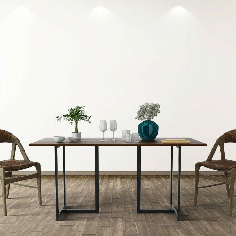 Métal Fráme Woòd Top Console Dining Tablê Rectangular Kitchen Tablê