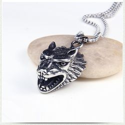 "Hip Hop Hollow Retro Trendy Wolf Head Pendant necklace for women/men, N90201P202
 
  Thumbnail