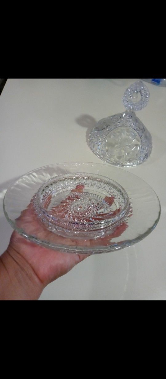 Crystal Butter Dish. Good Condition