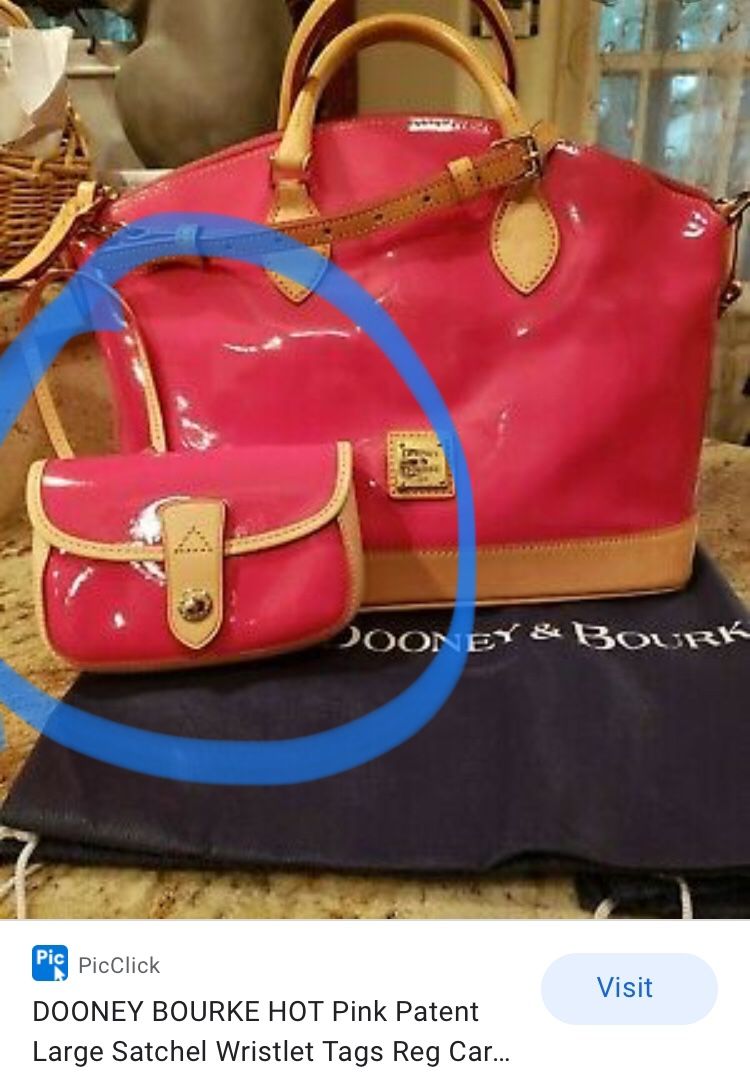 Dooney Bourke shinny pink wristlet envelop flap bag