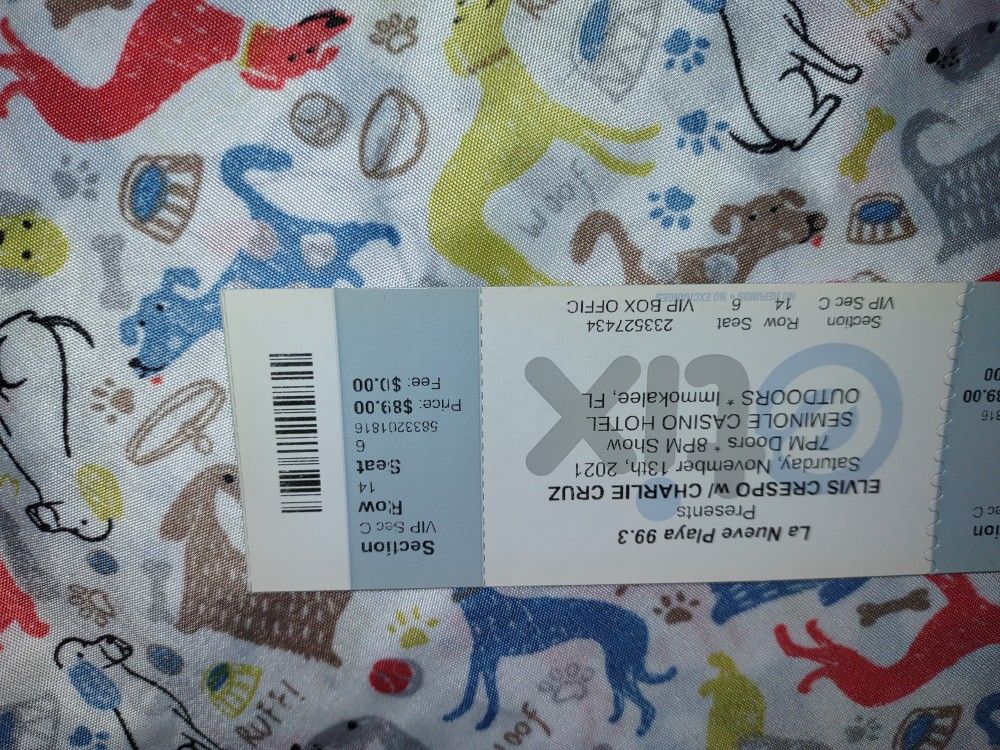 Ticket For Sale For Nov At Sin Casino