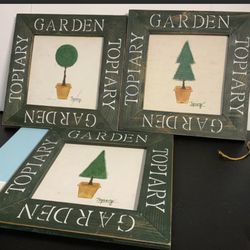 Set of 3 Wooden Garden Topiary Pictures  Thumbnail