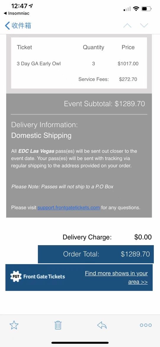 Vegas 3 Days GA Tickets. $300 Each