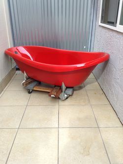 Kohler Birthday Bath Cast Iron Tub, Kohler Red Clawfoot Bathtub