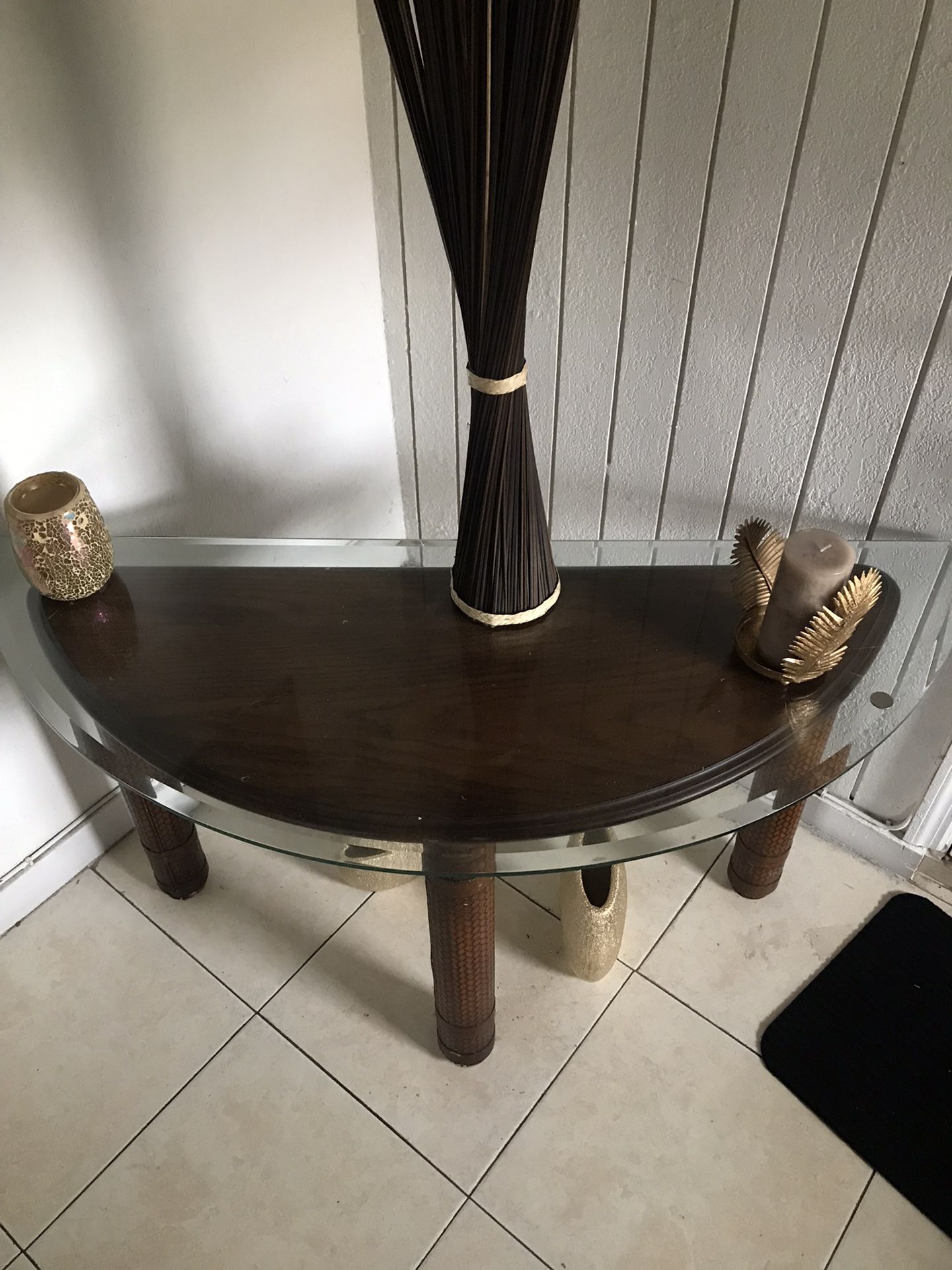 Wooden Table With Glass Top