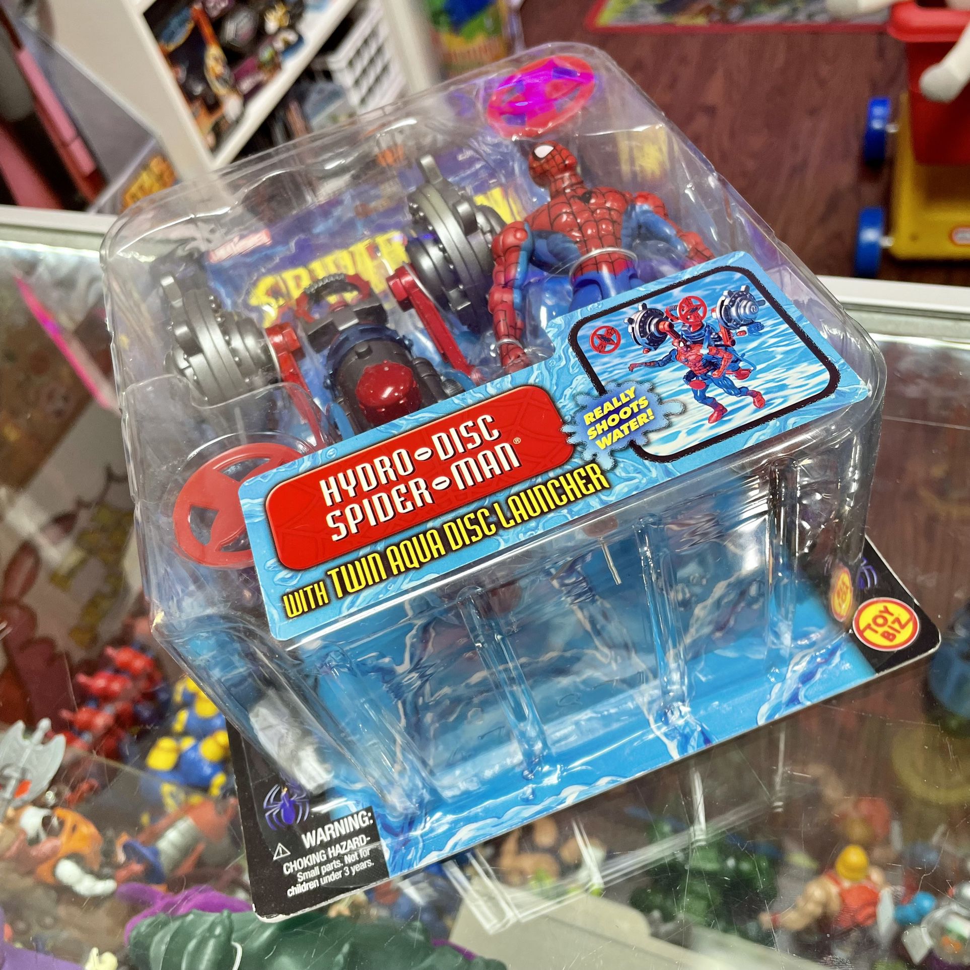 Vintage 2001 Toy Biz Marvel Spider-Man Classics Water Wars Hydro-Disc With Twin Aqua Disc Launcher Action Figure Toy NIB
