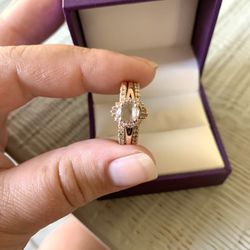 Rose Gold Engagement Ring And Wedding Set  Thumbnail