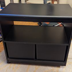 Small Black Entertainment Center With Shelf In Lower Cabinet Thumbnail