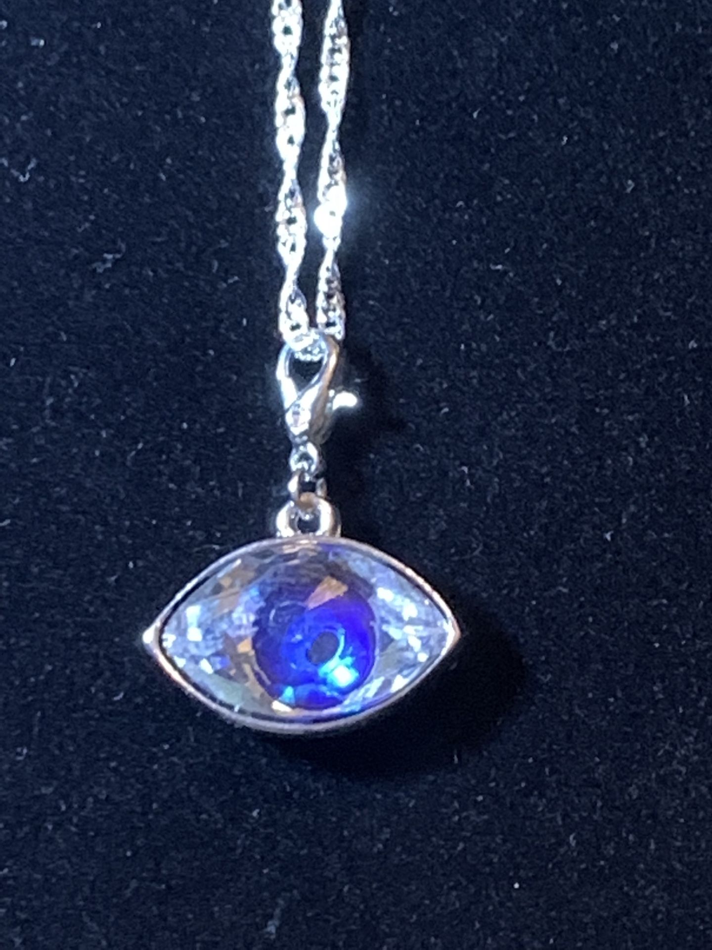 Stamped .925 Silver Necklace With Genuine Swarovski Crystal Eye Pendant