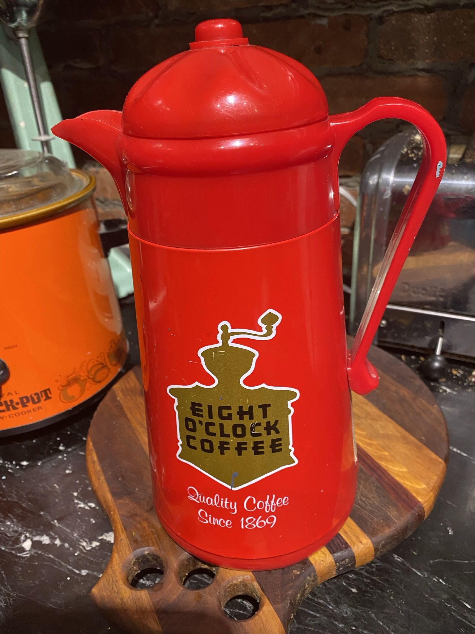 Red Eight O Clock Coffee Carafe