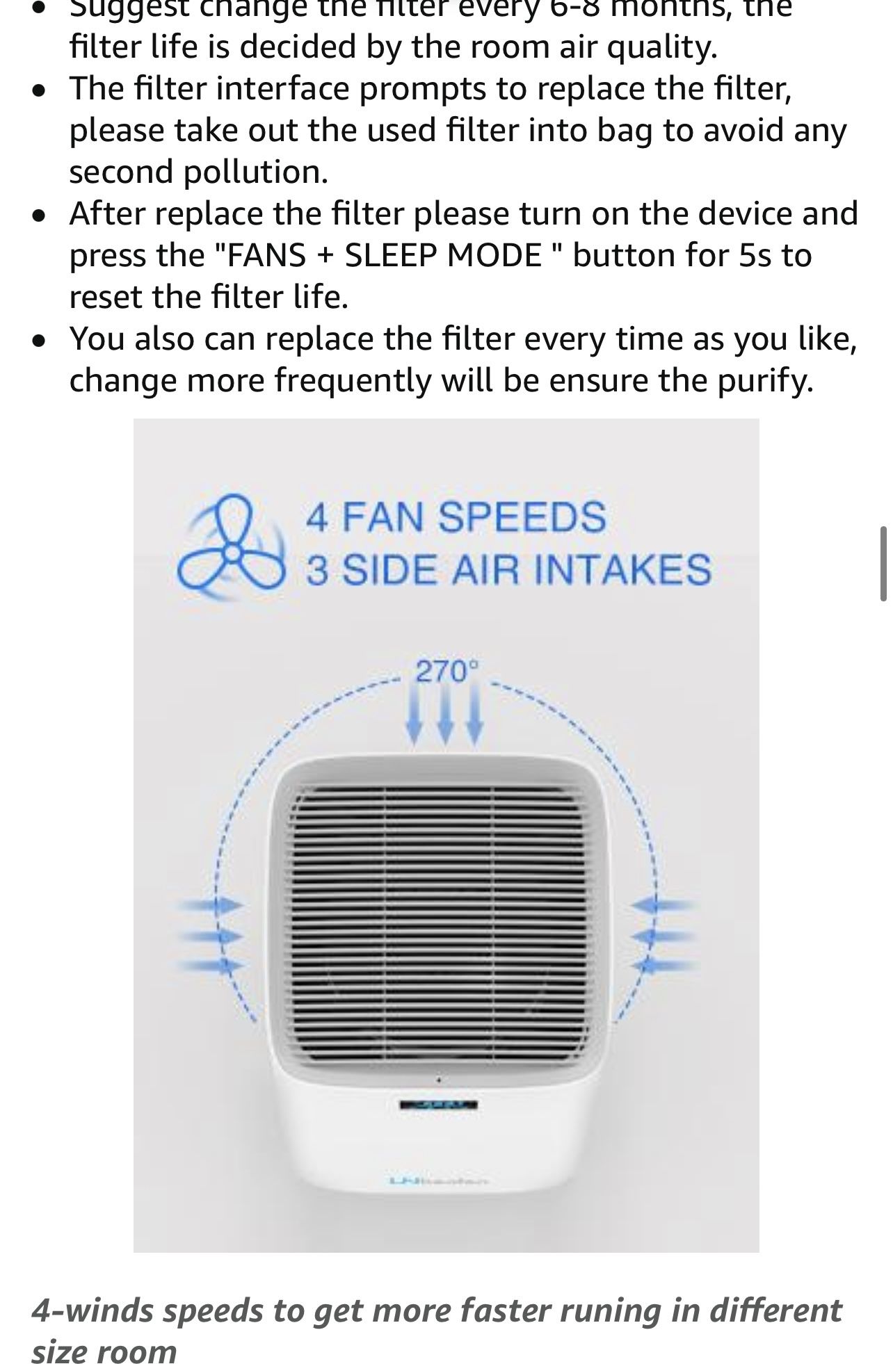 Smart WiFi air purifier 1800 sq ft NEW