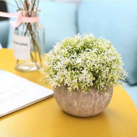 2-Pack Mini Artificial Plants Small Fakes Plants Topiary Shrubs Potted Decorative Faux Plant