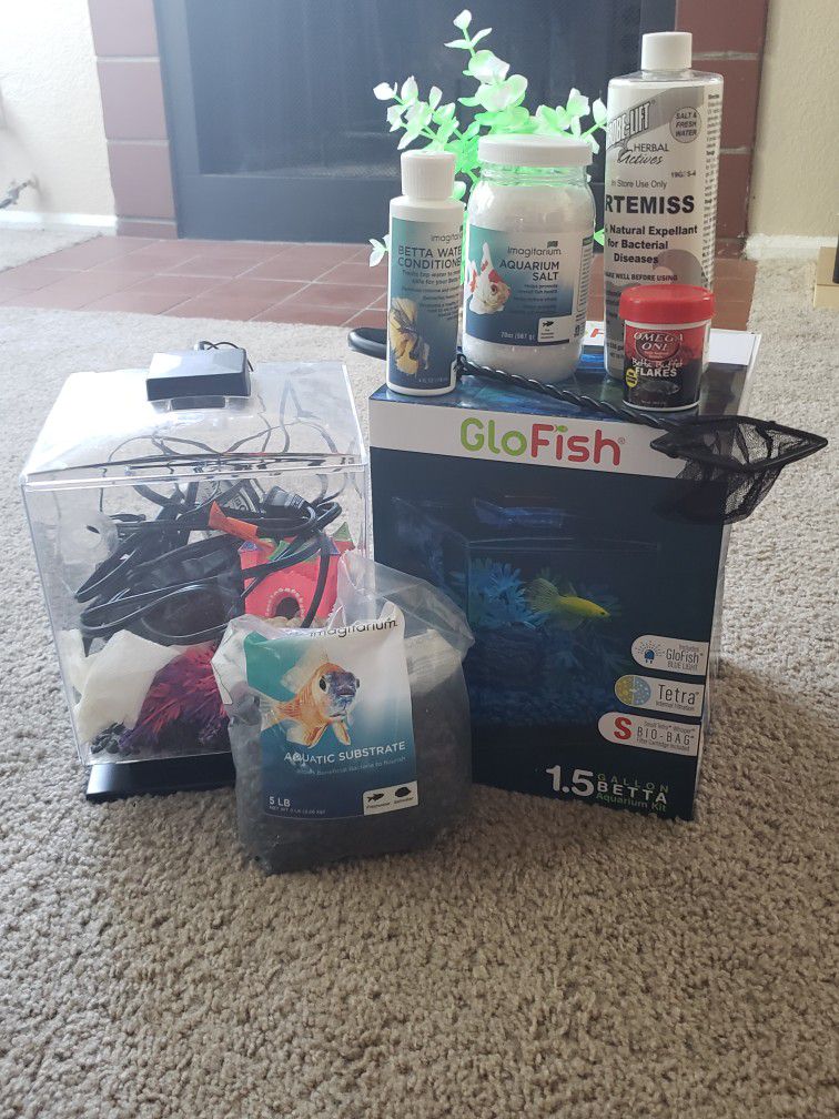 Glo Fish Tank With All The Goods