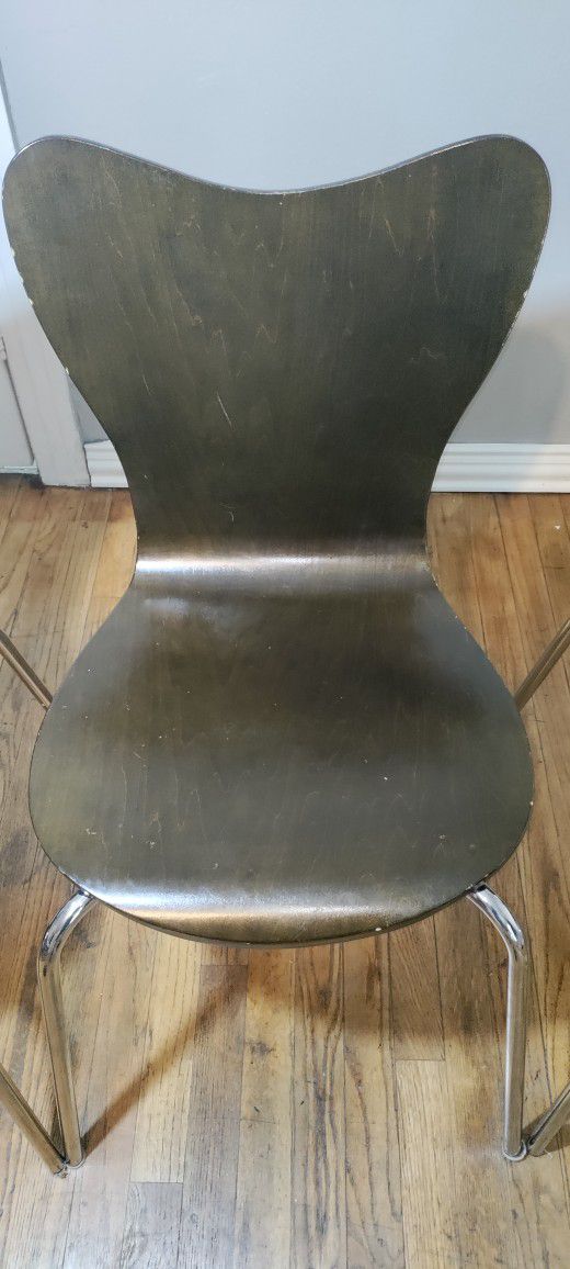 4 wooden/Metal West Elm Chairs (See Description) 
All 4 are in sturdy clean condition.
1 of the chairs has a little more wear than the others. Small s