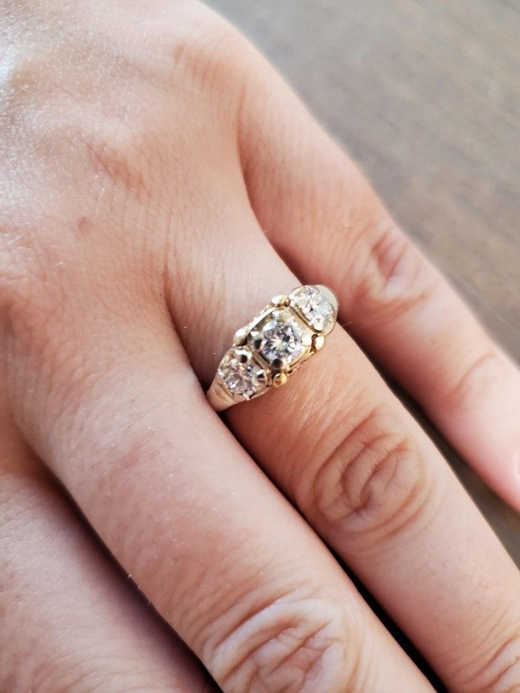 Vintage Two-toned Diamond Wedding Ring