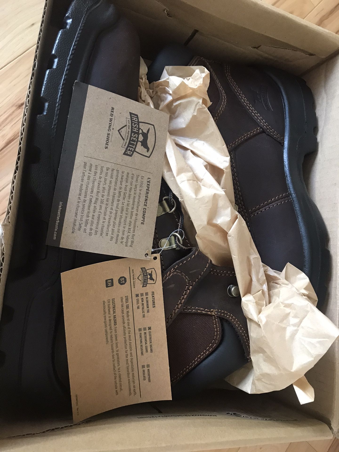 Red Wing Boots(Leather), Irish Setter . Steel Toe Safety Boots !! Size 12 , Brand New in Box !!!!