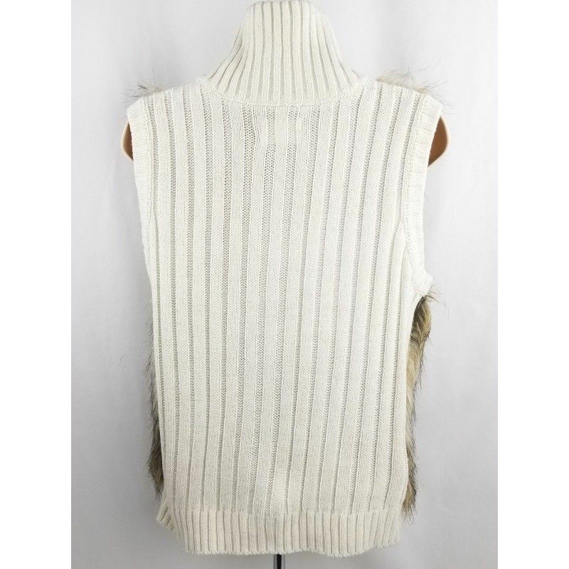 Justice Girls Faux Fur Front Sweater Vest Cream Size 18 Zipper Front 
  
