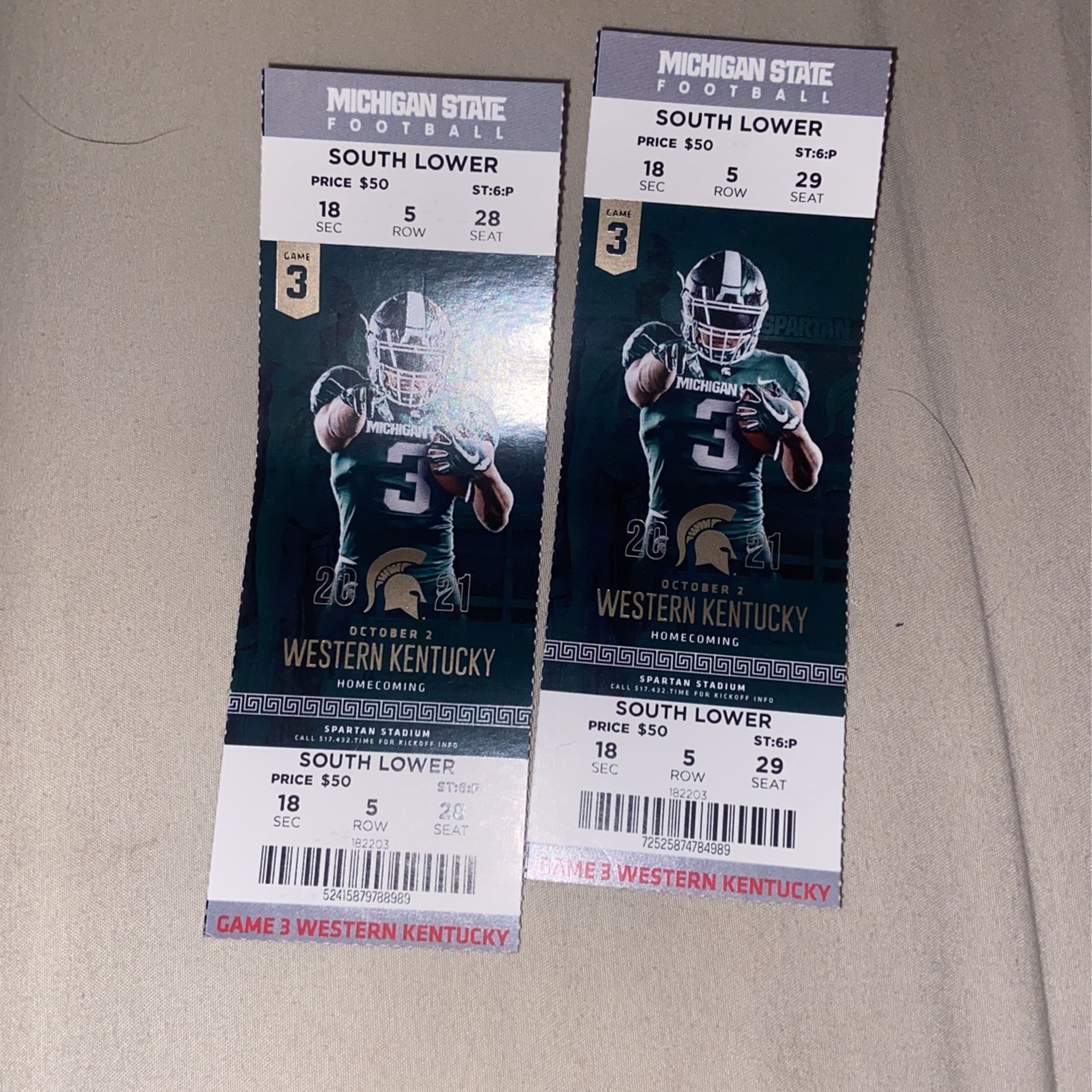 2 Tickets To Msu Vs Western Kentucky