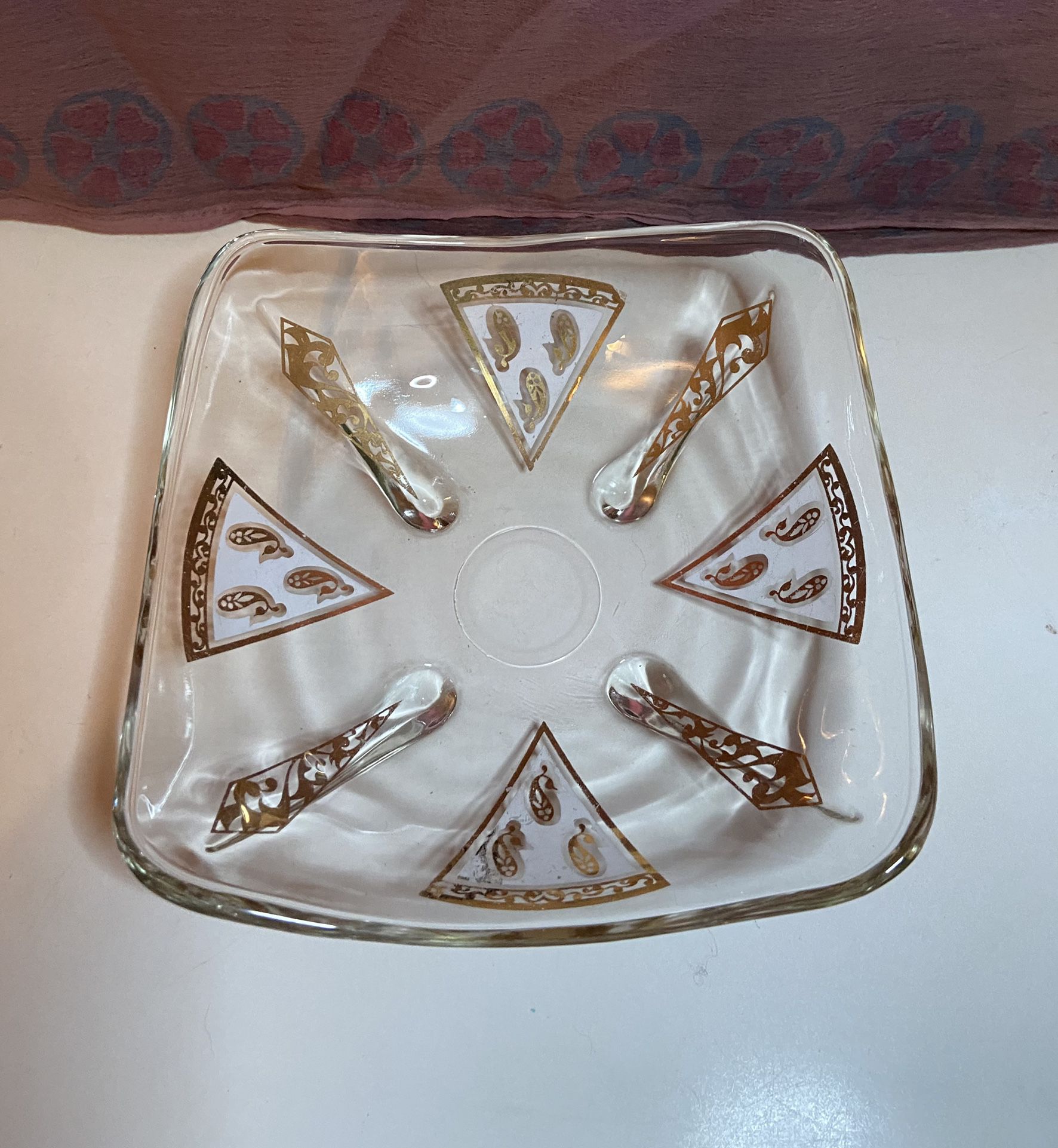 MCM Clear Bowl With Gold Accents