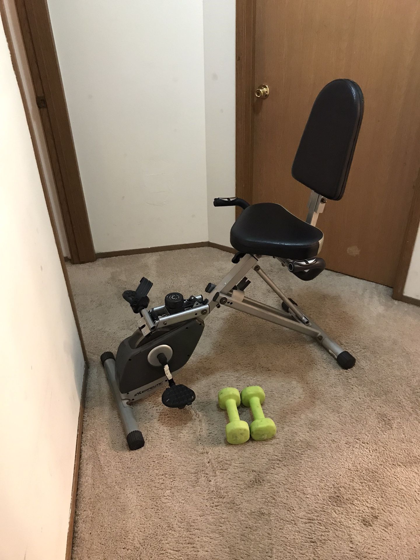 Folding Recumbent Bike + Pair of 8 LB Dumbbells