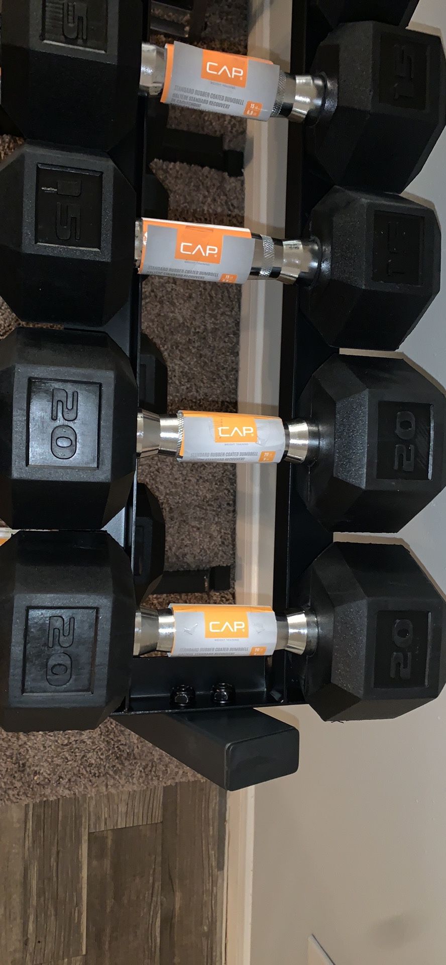 CAP Barbell Coated Hex Dumbbell, Two 20 lbs