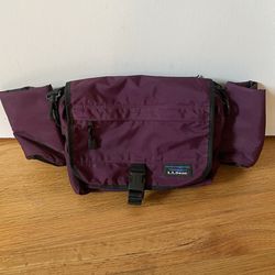 Vintage LL Bean Fanny Waist Pack Running Nylon Water Holder Belt Bag Purple Thumbnail