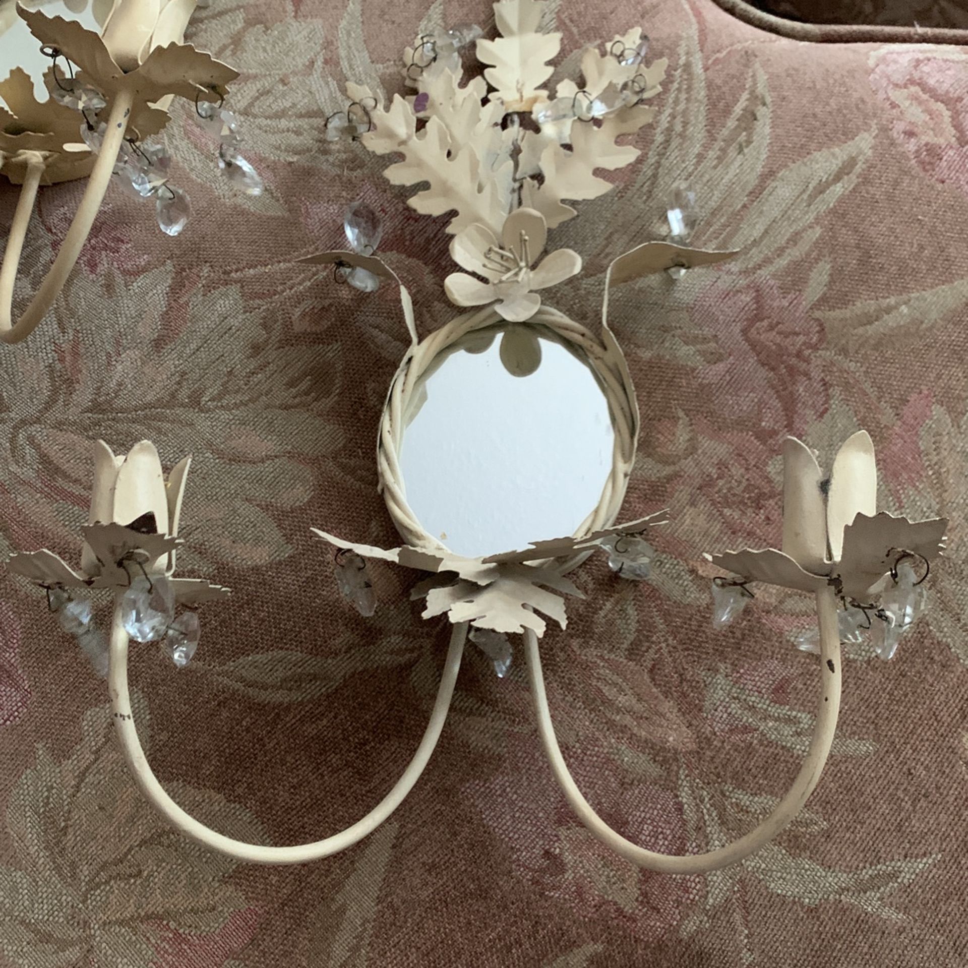 Vintage Pair Crystal Wall Sconce Candleabras
