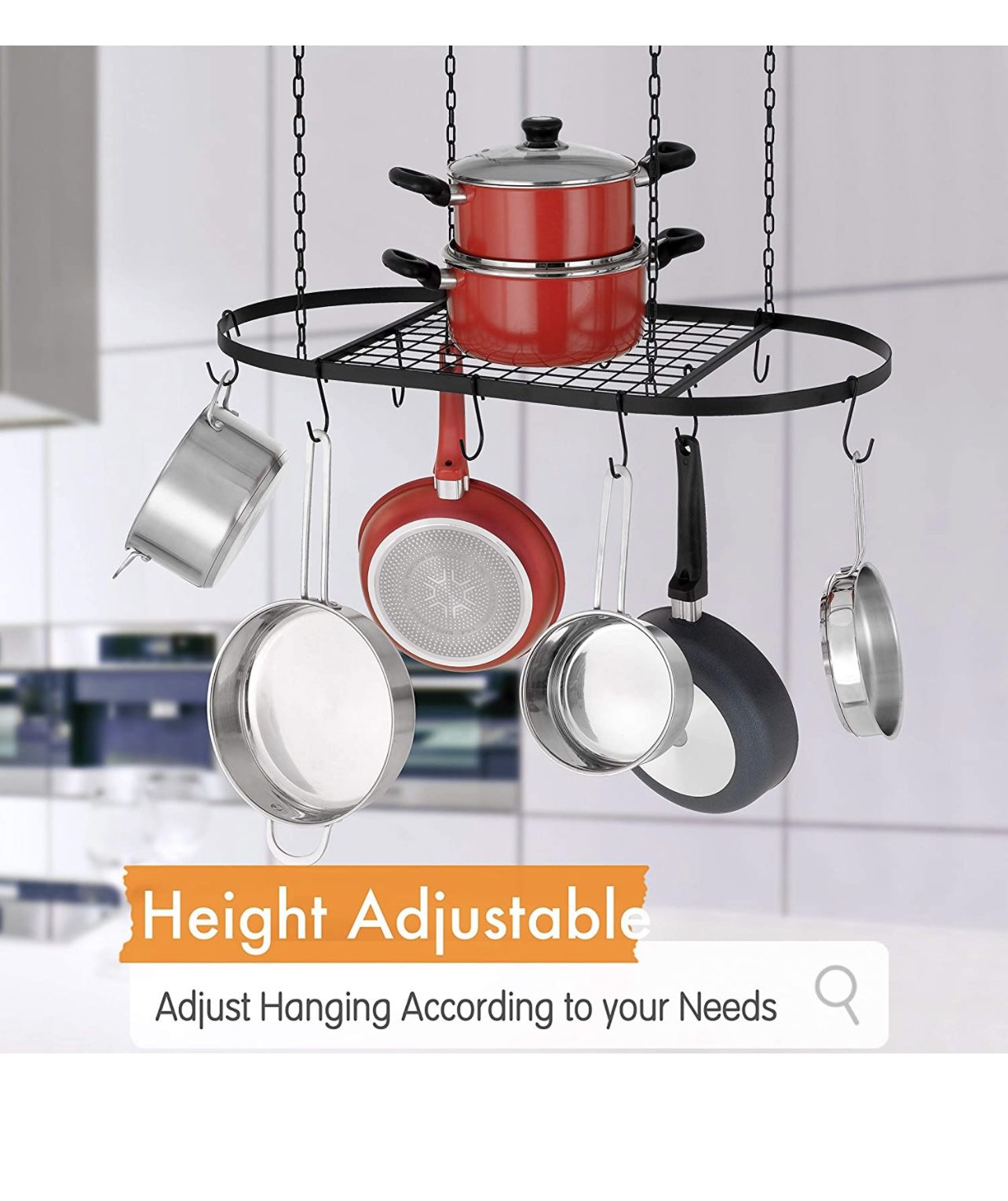 Adjustable space-saving pot rack new