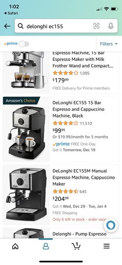 DeLonghi EC155 Espresso Coffee Maker Thumbnail
