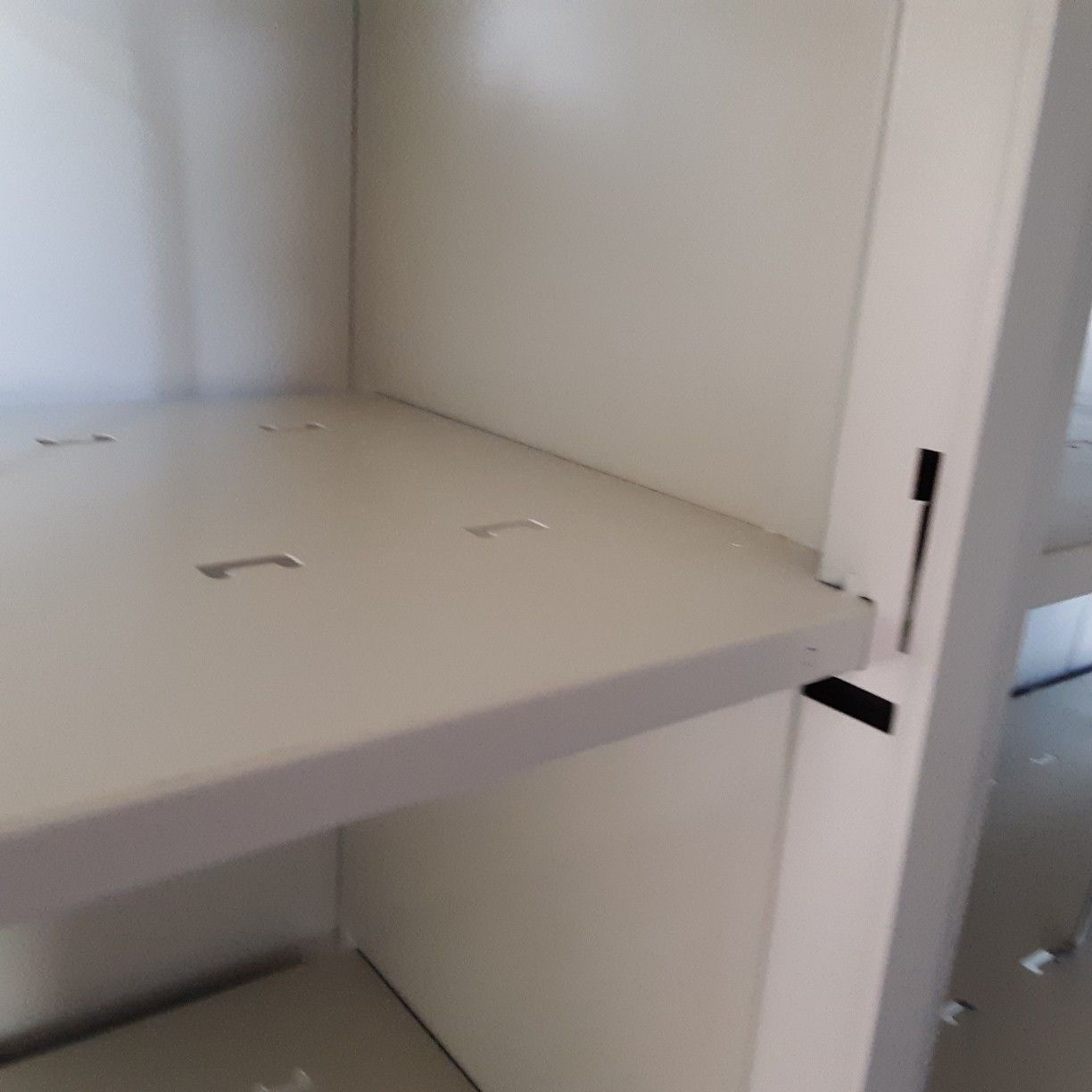 Shelving metal light weight...2 available...size. 34.5 Wide.m...12.5 Deep..81.25 Tall