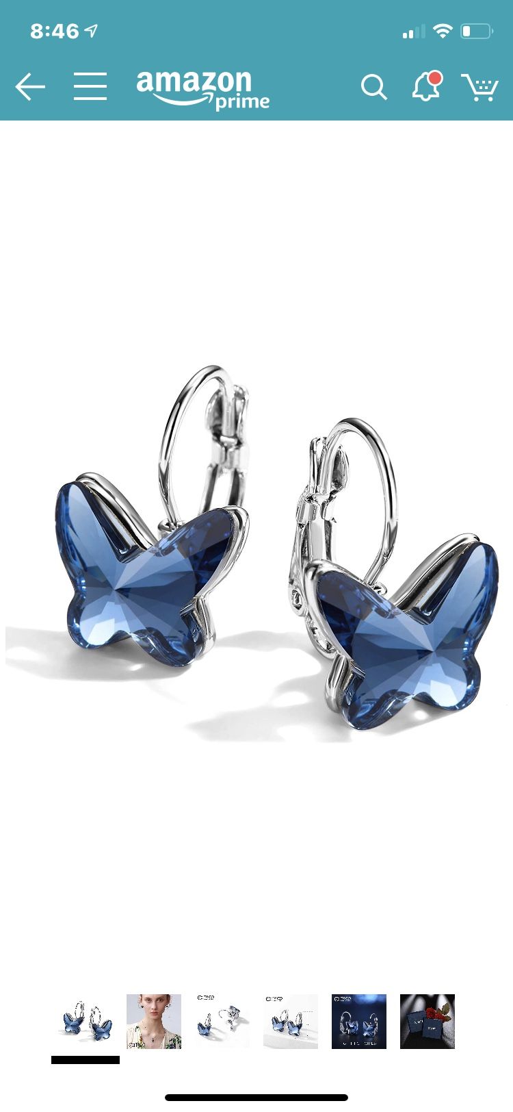 Blue purple butterfly bracelet, earrings & necklace