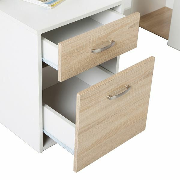 Multi-Shelf Dorm and Home Office Computer Desk - Oak/White