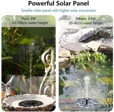 Solar Fountain Pump, 3W Solar Bird Bath Water Fountain Pump with 3-in-1 Nozzle, Floating Birdbath Water Fountain Pumps for Garden, Pond, Patio, Pool,