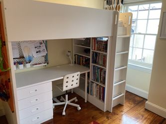 Ikea Smastad Loft Bed And Mattress With 3 Drawer Desk White Twin For Sale In Philadelphia Pa Offerup
