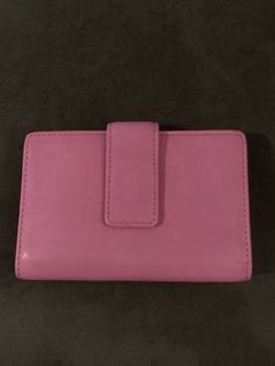 Pink leather compact wallet Thumbnail